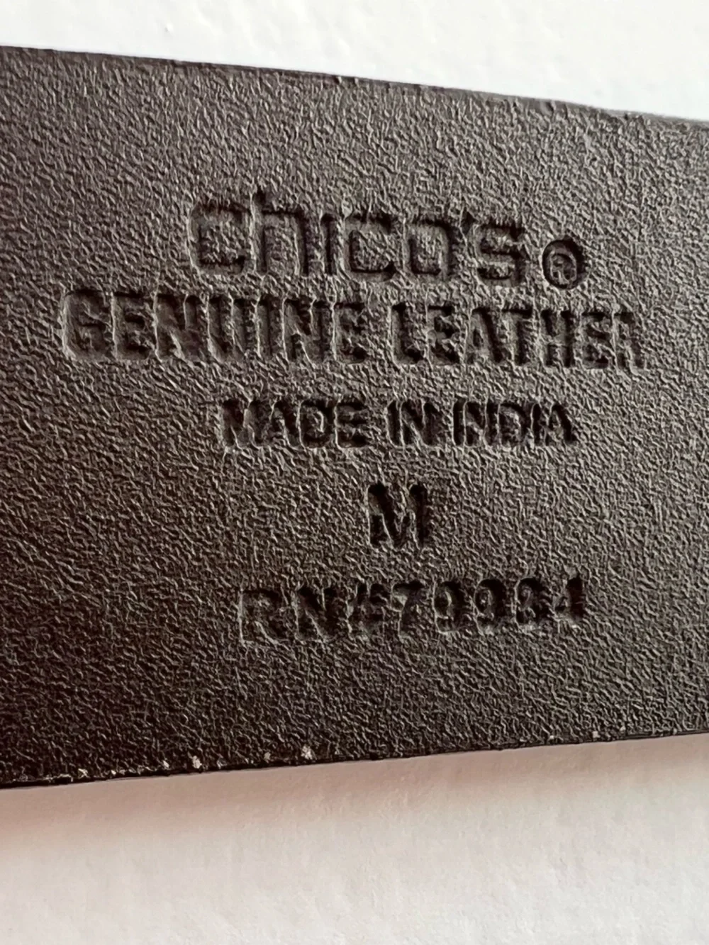 Chico’s Brown Embossed Leather Statement Belt Beaded Gem‎ Wide M